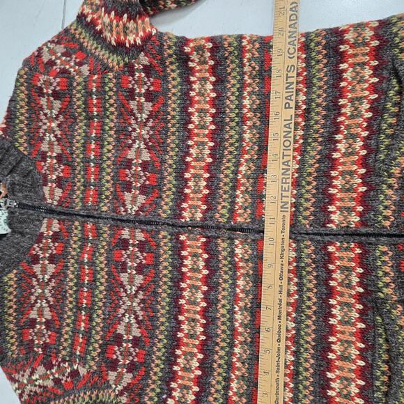 Pachamama Hand Knit Wool Cardigan Sweater Women's Large Nepal Earthy Red Orange - Picture 7 of 9